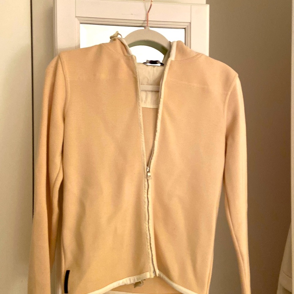 Prada white hooded zip-up sweater
